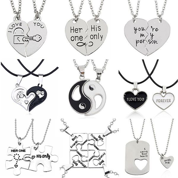 2 pcs friends necklace jewelry yin yang pendant couples paired titanium steel animal cat lovers valentine's gift, Silver
2 pcs friends necklace jewelry yin yang pendant couples paired titanium steel animal cat lovers valentine's gift, Silver