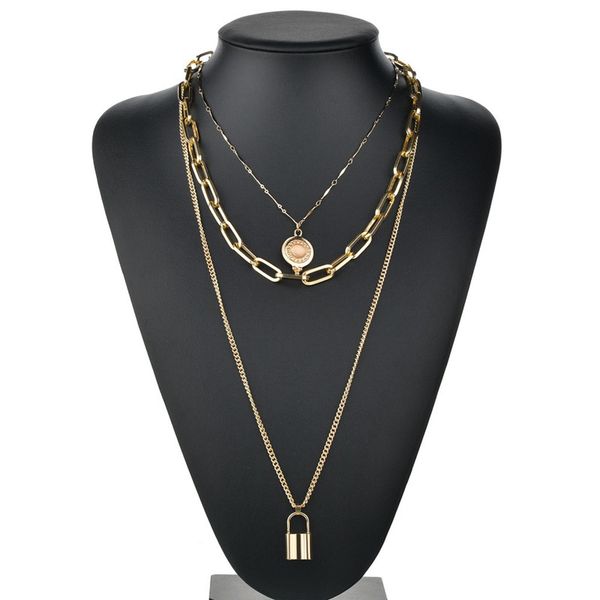 fashion multilayer lock pendants necklaces for women long chain gold metal round coin necklace new design jewelry gift, Silver
fashion multilayer lock pendants necklaces for women long chain gold metal round coin necklace new design jewelry gift, Silver
