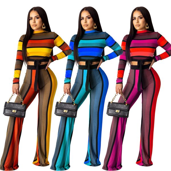 women striped print two piece set long sleeve t shirt floor-length leggings fall winter clothing fashion bodycon pants suit 1293, White
women striped print two piece set long sleeve t shirt floor-length leggings fall winter clothing fashion bodycon pants suit 1293, White