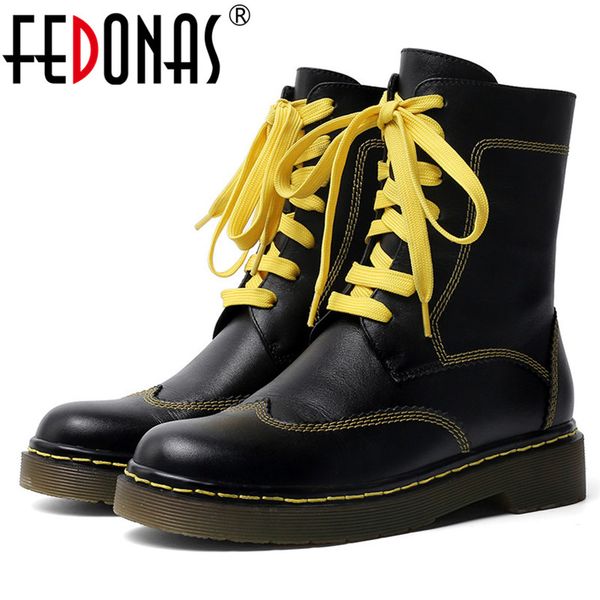 fedonas 2020 winter warm women ankle boots casual shoes woman solid round toe lace up short boots genuine leather riding, Black
fedonas 2020 winter warm women ankle boots casual shoes woman solid round toe lace up short boots genuine leather riding, Black