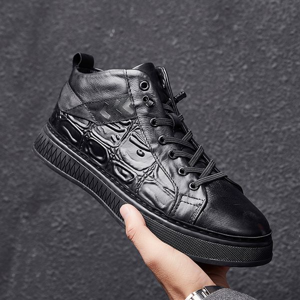 mens casual shoes genuine leather crocodile pattern sneakers male non-slip comfortable walking shoes zapatos hombre, Black
mens casual shoes genuine leather crocodile pattern sneakers male non-slip comfortable walking shoes zapatos hombre, Black