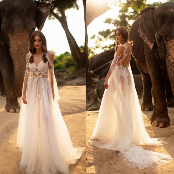 2019 milla nova bohemia wedding dresses a line spaghetti lace appliqued beach bridal gowns sweep train backless wedding dress boho, White
2019 milla nova bohemia wedding dresses a line spaghetti lace appliqued beach bridal gowns sweep train backless wedding dress boho, White