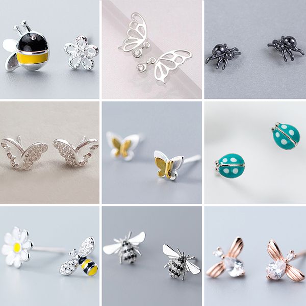 925 sterling silver cute /bee/bee flower/spider/butterfly / stud earrings fashion women enamel insect earrings for girls, Golden;silver
925 sterling silver cute /bee/bee flower/spider/butterfly / stud earrings fashion women enamel insect earrings for girls, Golden;silver