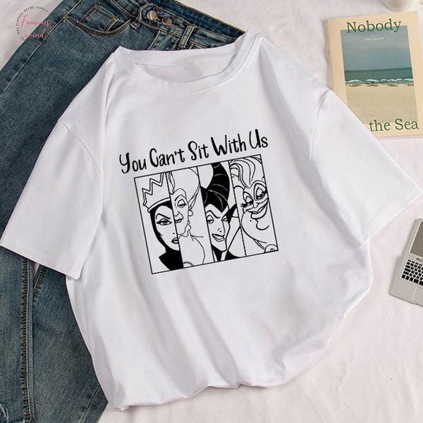 you cant sit with us villain cartoon letter print t shirt summer harajuku evil queen graphic cool casual tee, White
you cant sit with us villain cartoon letter print t shirt summer harajuku evil queen graphic cool casual tee, White