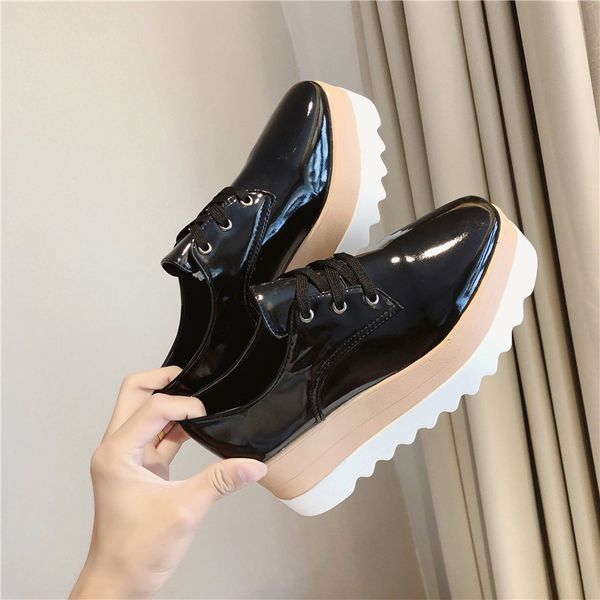 women shoes patent leather lace up thick heel increased flat platform oxford shoes woman loafers solid casual plus size, Black
women shoes patent leather lace up thick heel increased flat platform oxford shoes woman loafers solid casual plus size, Black