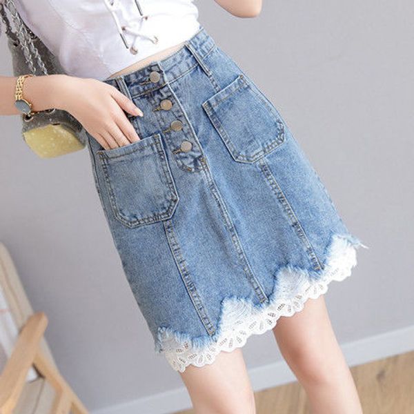 women casual mini denim skirt 2020 summer new bodycon female skirt basic pocket stitching lace jeans high waist f41, Black
women casual mini denim skirt 2020 summer new bodycon female skirt basic pocket stitching lace jeans high waist f41, Black