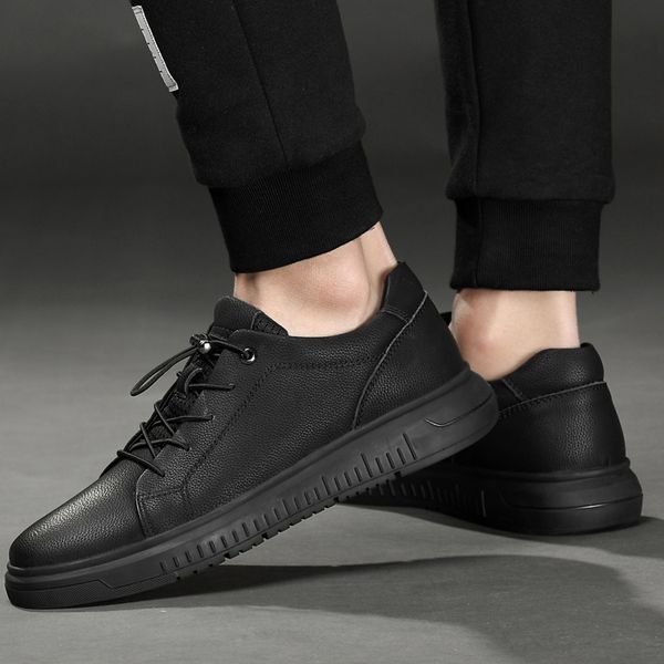 men genuine leather fashion sneakers men casual shoes lace up footwear flat male walking shoes outdoor man, Black
men genuine leather fashion sneakers men casual shoes lace up footwear flat male walking shoes outdoor man, Black