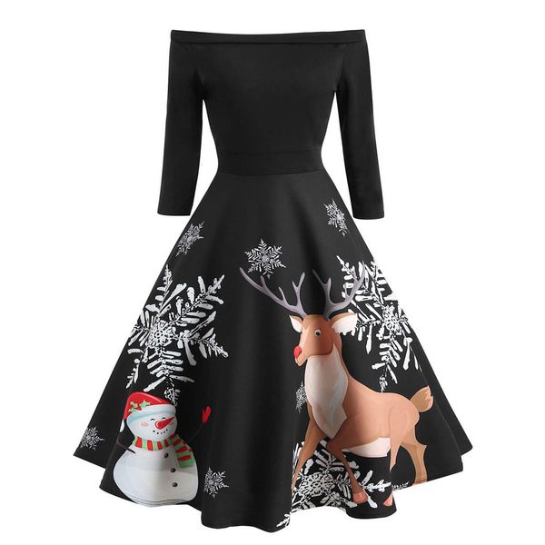 christmas women off shoulder dress print vintage evening party dresses flare dress women slim new fashion, Black;gray
christmas women off shoulder dress print vintage evening party dresses flare dress women slim new fashion, Black;gray