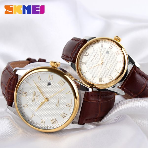 skmei couple watch quartz women men watch luxury leather strap wrist date display dress watches relogio masculino 9058, Slivery;brown
skmei couple watch quartz women men watch luxury leather strap wrist date display dress watches relogio masculino 9058, Slivery;brown
