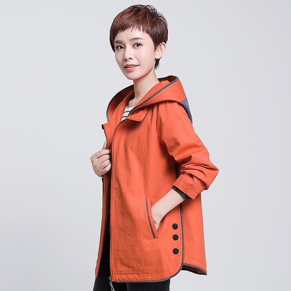 women's windbreaker 2019 spring autumn casual wild jacket solid color middle-aged women's hoodedcotton loose coat q47, Black;brown
women's windbreaker 2019 spring autumn casual wild jacket solid color middle-aged women's hoodedcotton loose coat q47, Black;brown