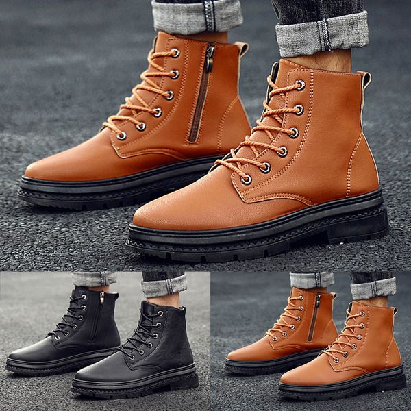men's british style leather boots non-slip wear-resistant high-cut tooling boots, Black
men's british style leather boots non-slip wear-resistant high-cut tooling boots, Black