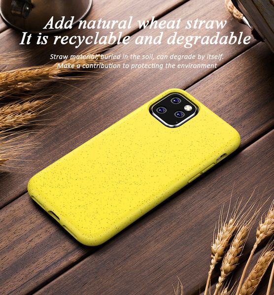 

wheat straw eco-friendly soft tpu phone case for iphone se 2020 11 pro max xr xs 8 7 samsung s20 s10 plus environmental recycle cover