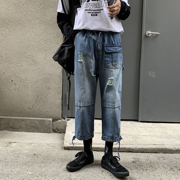 2019 men's fashion casual pants blue color jeans mens loose trousers haren pants male pulling rope holes plus size -2xl
2019 men's fashion casual pants blue color jeans mens loose trousers haren pants male pulling rope holes plus size -2xl