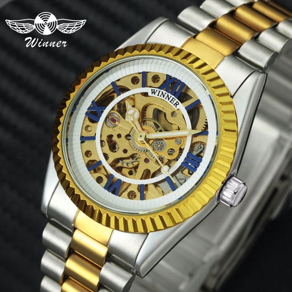 winner top auto mechanical watch men stainless steel strap blue roman number skeleton dial classi dress wristwatch, Slivery;brown
winner top auto mechanical watch men stainless steel strap blue roman number skeleton dial classi dress wristwatch, Slivery;brown