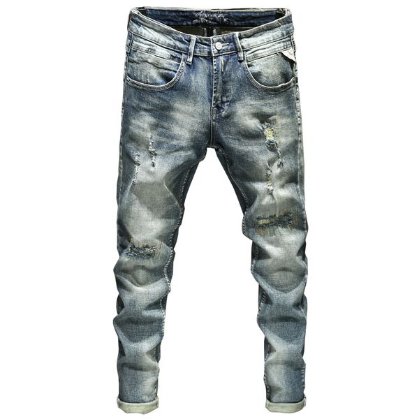 povote 2020 new brand jeans men's embroidery hole patch fashion men's quality casual retro long pants, Blue
povote 2020 new brand jeans men's embroidery hole patch fashion men's quality casual retro long pants, Blue