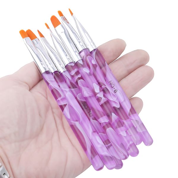 7pcs/set flat uv gel acrylic nail brush set nail art painting purple pen design builder salon tip diy tools, Silver
7pcs/set flat uv gel acrylic nail brush set nail art painting purple pen design builder salon tip diy tools, Silver