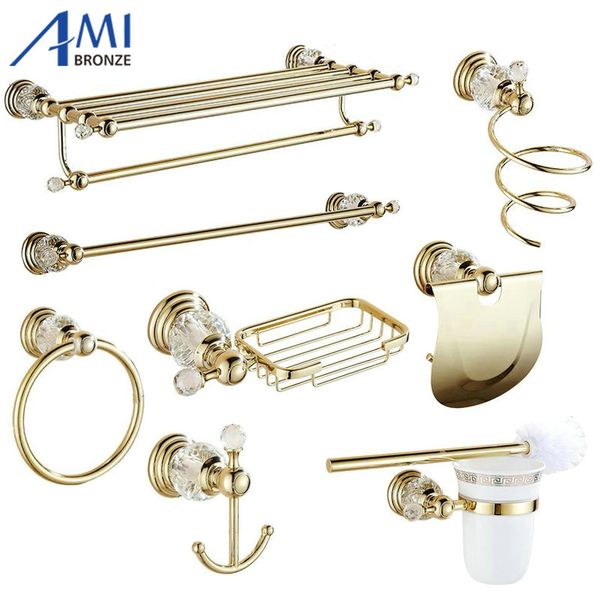 611g series golden polish brass & crystal wall mounted bathroom accessories setstowel rack towel shelf hook paper holder
611g series golden polish brass & crystal wall mounted bathroom accessories setstowel rack towel shelf hook paper holder