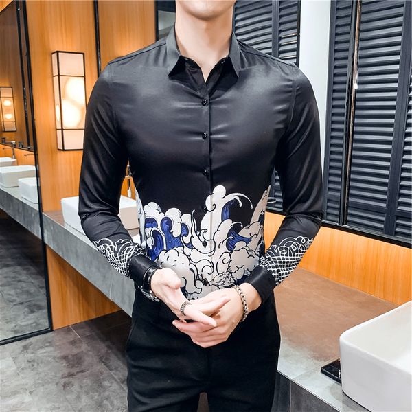camisa masculina black white men print casual slim fit dress shirt spring man streetwear club party clothes chemise homme, White;black
camisa masculina black white men print casual slim fit dress shirt spring man streetwear club party clothes chemise homme, White;black