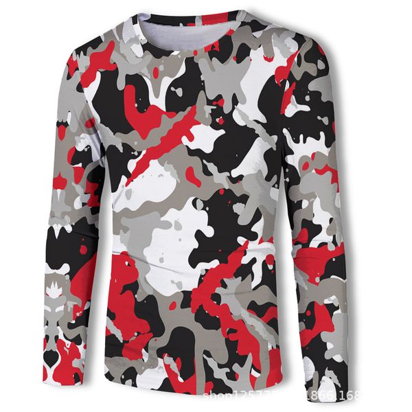 mens designer special 3d digital printing long sleeve camouflage t-shirt, White;black
mens designer special 3d digital printing long sleeve camouflage t-shirt, White;black