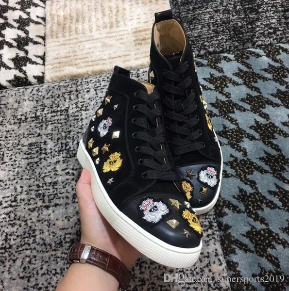 italy handmake red bottom sneaker homme shoes for mens,women's high spiked shoes star sneakers shoes embroidery style, Black
italy handmake red bottom sneaker homme shoes for mens,women's high spiked shoes star sneakers shoes embroidery style, Black