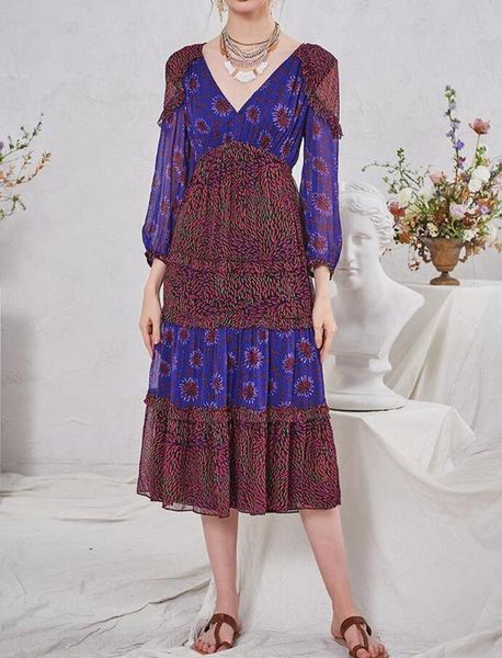 women dress 2020 spring / summer v-neck print thin high-waist a-line long sleeve silk midi dress, Black;gray
women dress 2020 spring / summer v-neck print thin high-waist a-line long sleeve silk midi dress, Black;gray