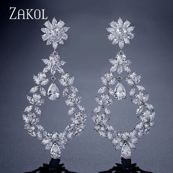 zakol vintage design large party drop earrings jewelry zircon setting long flower big size fancy earrings for women fsep336, Silver
zakol vintage design large party drop earrings jewelry zircon setting long flower big size fancy earrings for women fsep336, Silver