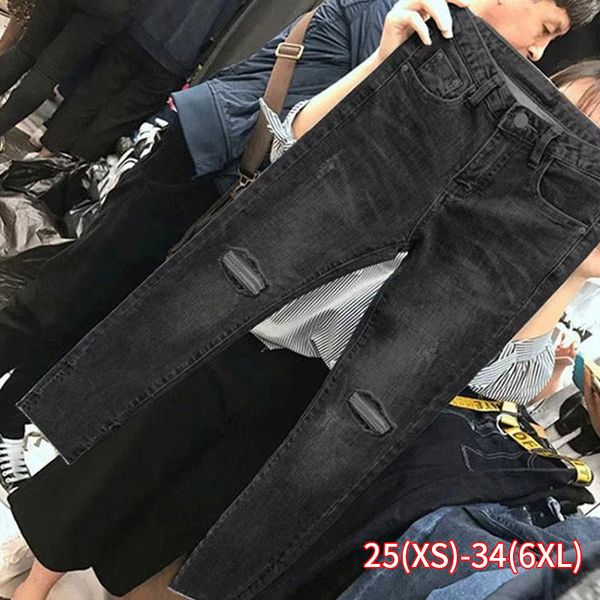 high-waisted jeans women ankle length stretch hole large size tight korean students jeans woman skinny pencil pants, Blue
high-waisted jeans women ankle length stretch hole large size tight korean students jeans woman skinny pencil pants, Blue