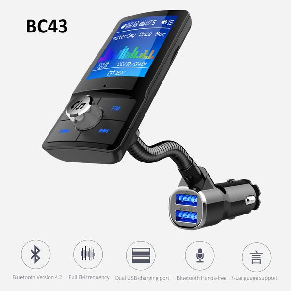 bc43 color screen fm transmitter car mp3 wireless bluetooth handscar kit audio aux modulator with qc3.0 dual usb charge
bc43 color screen fm transmitter car mp3 wireless bluetooth handscar kit audio aux modulator with qc3.0 dual usb charge