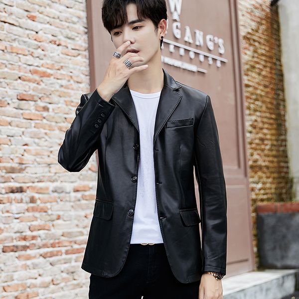 men clothes new men's leather youth solid color men's shirt fashion pu leather jacket simple casual clothing, Black
men clothes new men's leather youth solid color men's shirt fashion pu leather jacket simple casual clothing, Black