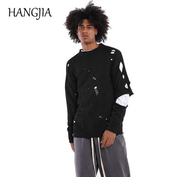 high street ripped sweaters men streetwear black pullover sweaters hip hop long sleeve pullovers oversized sweater for men, White;black
high street ripped sweaters men streetwear black pullover sweaters hip hop long sleeve pullovers oversized sweater for men, White;black