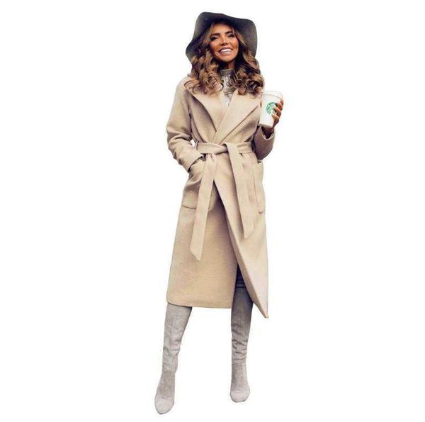 elegant long women's coat lapel 2 pockets belted jackets solid color coats female outerwear, Black
elegant long women's coat lapel 2 pockets belted jackets solid color coats female outerwear, Black