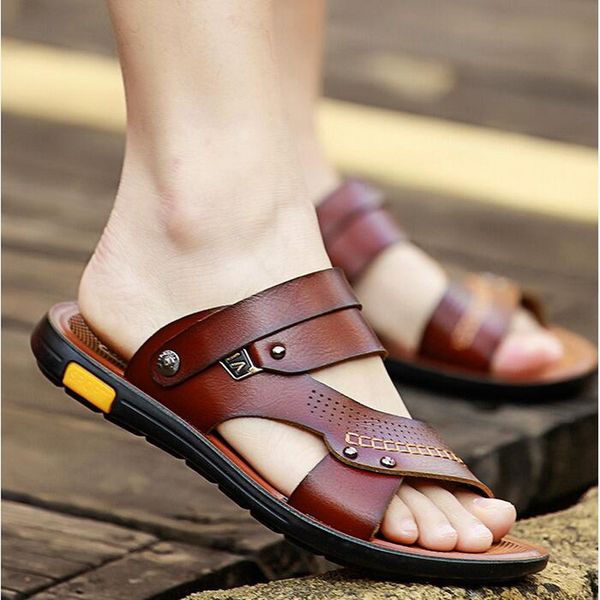 2020 new men's sandals leather slippers men's trend outdoor dual-use non-slip beach sandals and slippers, Black
2020 new men's sandals leather slippers men's trend outdoor dual-use non-slip beach sandals and slippers, Black