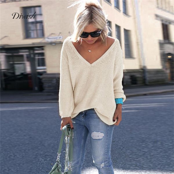 women sweater autumn fashion casual loose pullovers sweater v-neck women's 10 colors ladies knitwear, White;black
women sweater autumn fashion casual loose pullovers sweater v-neck women's 10 colors ladies knitwear, White;black