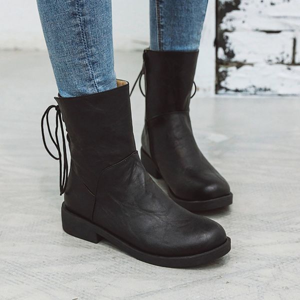 waterproof leather shoes back tassel ankle shoes fashion pure color round toe zipper boots square heels vintage women boots, Black
waterproof leather shoes back tassel ankle shoes fashion pure color round toe zipper boots square heels vintage women boots, Black