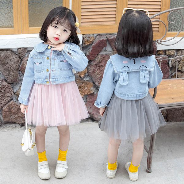 girl clothing set spring autumn kids baby girl clothes suit long sleeve dresses + cat style denim jackets children outfit 2pcs, White
girl clothing set spring autumn kids baby girl clothes suit long sleeve dresses + cat style denim jackets children outfit 2pcs, White