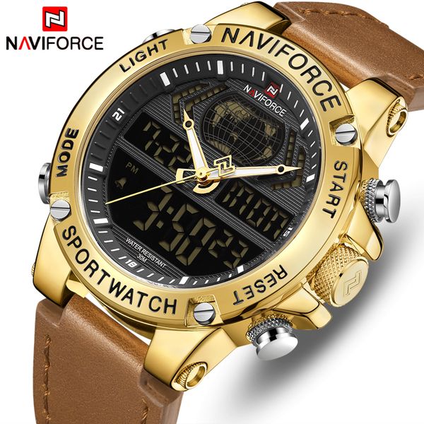 naviforce mens sports watches men's quartz led digital watch men leather wrist watch relogio masculino, Slivery;brown
naviforce mens sports watches men's quartz led digital watch men leather wrist watch relogio masculino, Slivery;brown