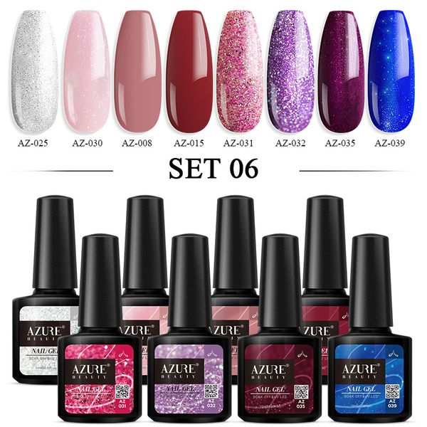 

beauty 8pcs/lot autumn color series led gel polish glitter nail art led nail gel lacquer set soak off long lasting set, Red;pink