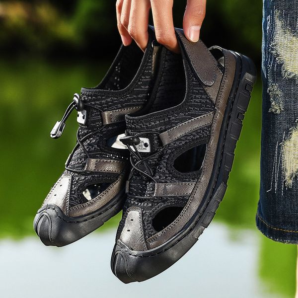 leather summer casual sandals beach men mesh casual leather sandals men shoes summer outdoor breathable shoes, Black
leather summer casual sandals beach men mesh casual leather sandals men shoes summer outdoor breathable shoes, Black