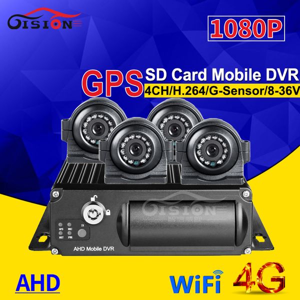 

4ch video/audio input 4g gps wifi 256g sd vehicle mobile dvr for bus taxi+4pcs ahd 2.0 cctv security camera night vision ir mdvr car