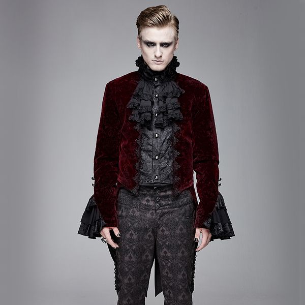 gothic red men jacket color necktie formal dress coat embroidery swallowtail men coat party wearing, Black;brown
gothic red men jacket color necktie formal dress coat embroidery swallowtail men coat party wearing, Black;brown