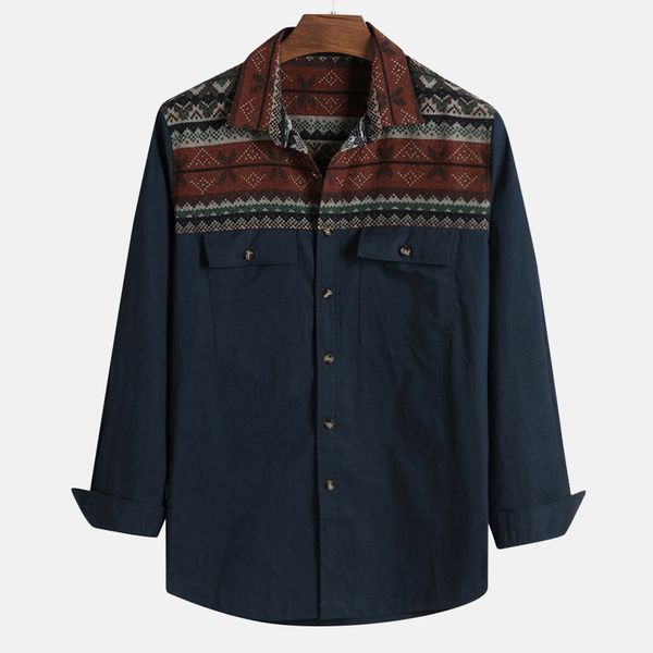casual men's shirts camisa cool handsome ethnic style printed long sleeve shirt men turn-down collar double pockets male blouse, White;black
casual men's shirts camisa cool handsome ethnic style printed long sleeve shirt men turn-down collar double pockets male blouse, White;black