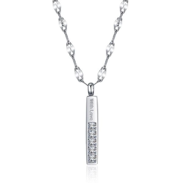 new fashion titanium stainless steel womens bling diamond bar stick pendant necklace with love engraved gifts for women jewelry wholesaling, Silver
new fashion titanium stainless steel womens bling diamond bar stick pendant necklace with love engraved gifts for women jewelry wholesaling, Silver