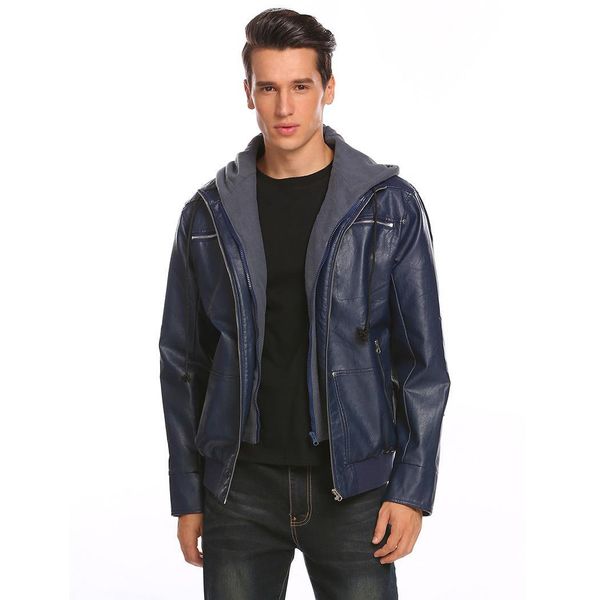 men pu leather detachable fleece hooded zip casual, cycling up slim fit pocket casual bomber patchwork jacket, Black
men pu leather detachable fleece hooded zip casual, cycling up slim fit pocket casual bomber patchwork jacket, Black