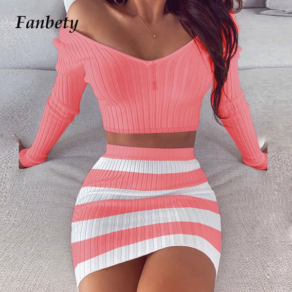 women off shoulder two piece sets dress 2020 striped v neck slim knit soft dress sets lady casual elegant mini party, Black;gray
women off shoulder two piece sets dress 2020 striped v neck slim knit soft dress sets lady casual elegant mini party, Black;gray