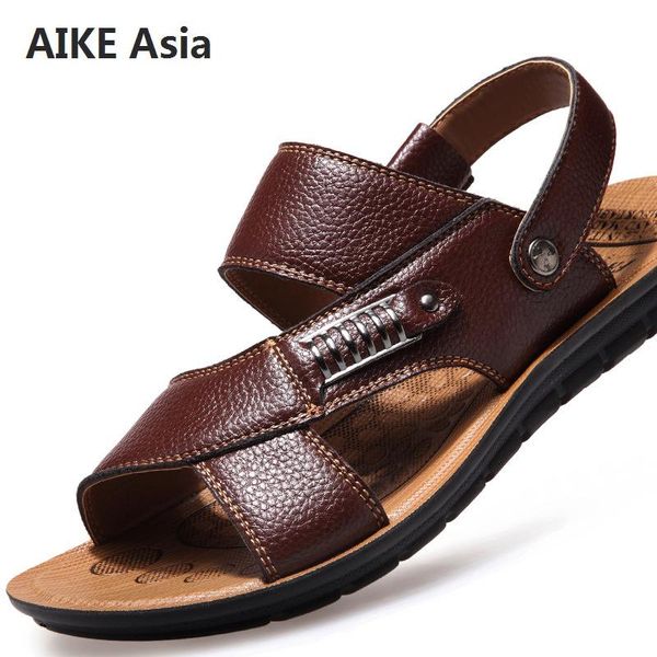 men's summer sandals genuine leather comfortable slip-on casual sandals fashion men slippers zapatillas hombre size 38-44, Black
men's summer sandals genuine leather comfortable slip-on casual sandals fashion men slippers zapatillas hombre size 38-44, Black