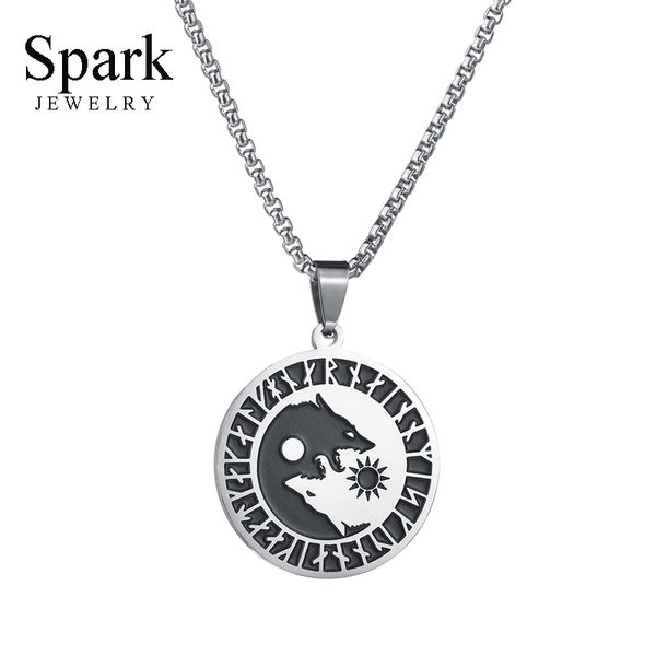 spark retro yin yang wolf sun amulet necklace stainless steel viking runes wizard wild talisman necklaces jewelry gift, Silver
spark retro yin yang wolf sun amulet necklace stainless steel viking runes wizard wild talisman necklaces jewelry gift, Silver