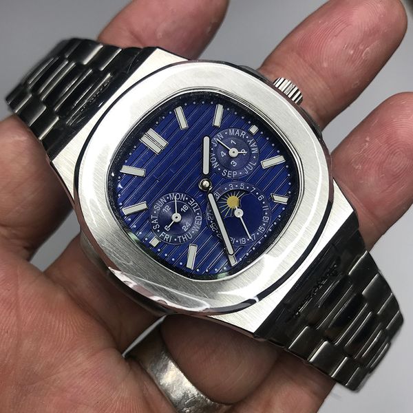 Luxury silver mens watch automatic glide smooth second hand blue dial 315L stainless steel all sub dials works luminous wristwatches
Luxury silver mens watch automatic glide smooth second hand blue dial 315L stainless steel all sub dials works luminous wristwatches