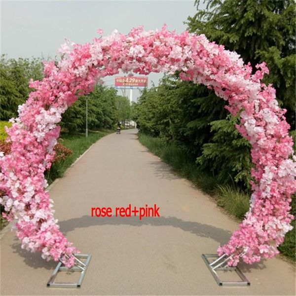 

New cherry blossom+iron round stand lucky door full DIY wedding window party decor artificial flower cherry blossom +arch shelf