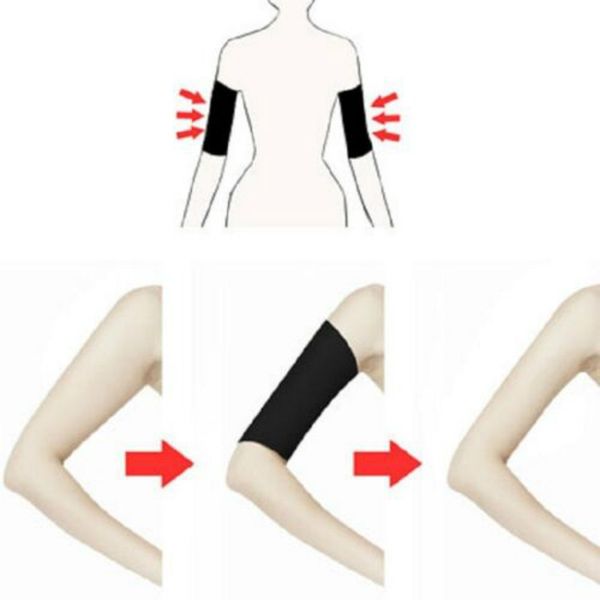 2x 420d pressure thin arm cover shaping sports yoga ladies slimming weight loss arm shaper cellulite fat burner wrap/belt black