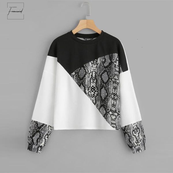 color block snake skin sweatshirts preppy round neck long sleeve pullovers women autumn multicolor sweatshirt drop shipping, Black
color block snake skin sweatshirts preppy round neck long sleeve pullovers women autumn multicolor sweatshirt drop shipping, Black